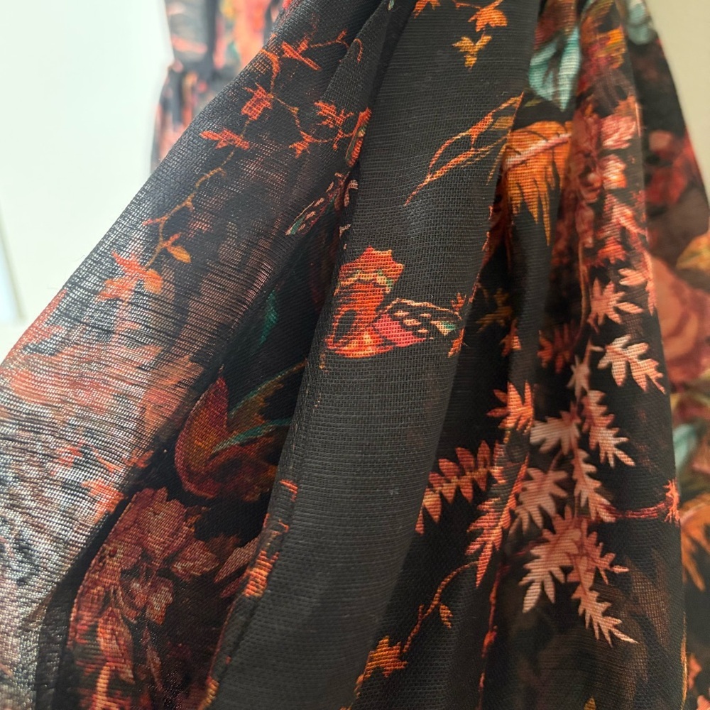 NEW Cara Cara Phoebe Floral Linen Silk Midi Bustier Dress Pindell Black US 4 UK8 - Picture 13 of 16